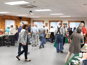 People checking out exhibits
