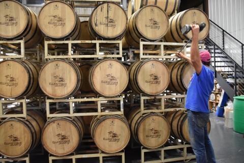 Adjusting Barrels at Ellicottville Distillery