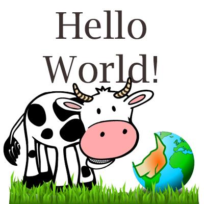 Hello World! from Cattaraugus County Agriculture. cow & world from OpenClipArt.org