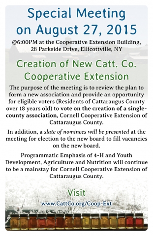 Special Meeting on August 27, 2015 from 6PM at the Cooperative Ext. Building